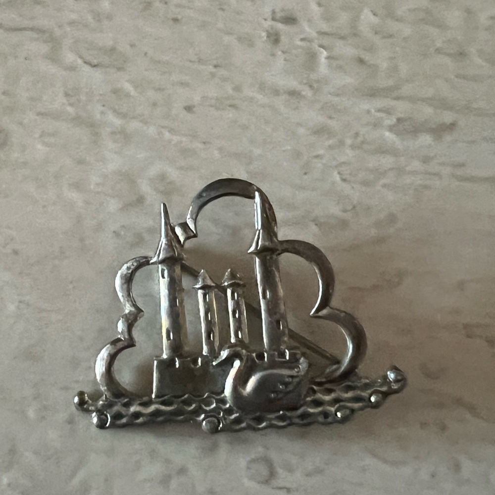 CORO Pegasus castle in the sky sterling brooch